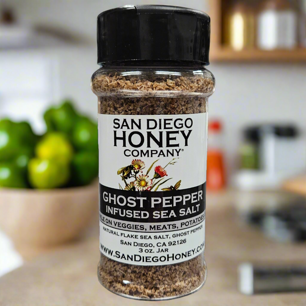 Turn up the heat with Ghost Pepper Sea Salt — fiery, bold seasoning perfect for meats, tacos, popcorn & more. Small-batch artisan salt with intense ghost pepper kick.