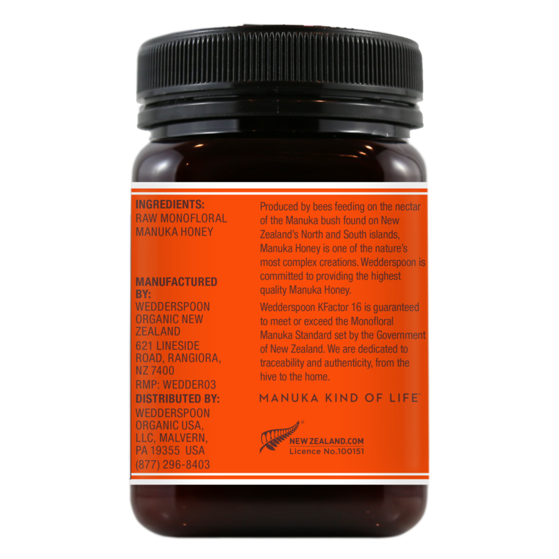 Wedderspoon Raw Monofloral Manuka Honey KFactor 16 - 500 gram - San Diego Honey Company®
