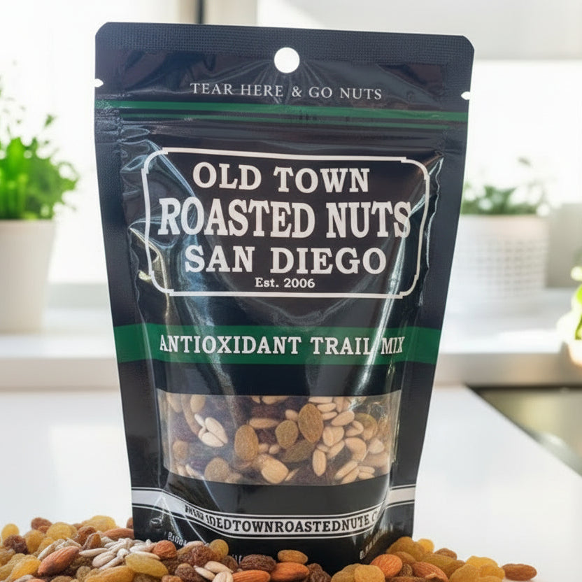 Packaged antioxidant trail mix by Old Town Roasted Nuts San Diego.