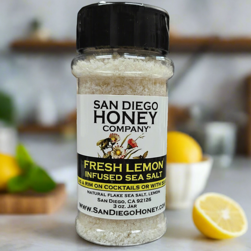 Brighten dishes with Lemon Sea Salt — zesty, citrus-infused gourmet seasoning perfect for fish, chicken, veggies & salads. Small-batch artisan salt from San Diego.
