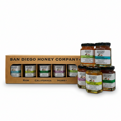 Collection of San Diego Honey Company floral Honey varietals