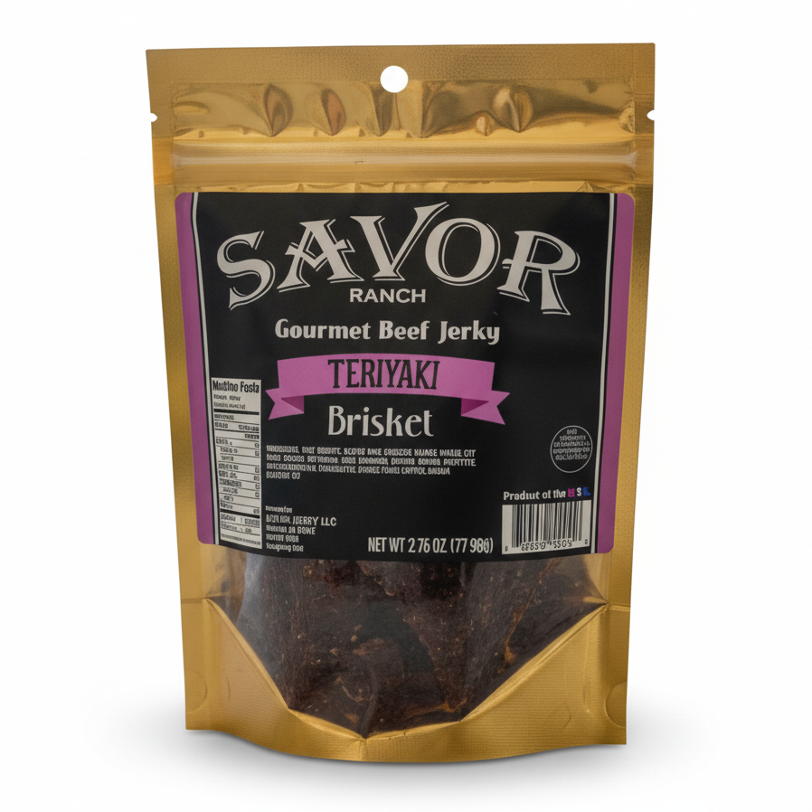Try Teriyaki Beef Jerky — rich, savory gourmet snack with sweet teriyaki flavor. Handcrafted tender beef jerky perfect for hiking, snacking, gifts & everyday enjoyment.