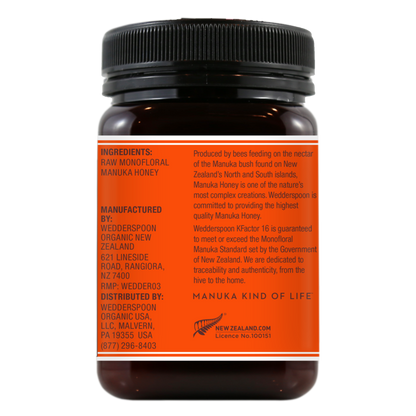 Wedderspoon Raw Monofloral Manuka Honey KFactor 16 - 500 gram - San Diego Honey Company®